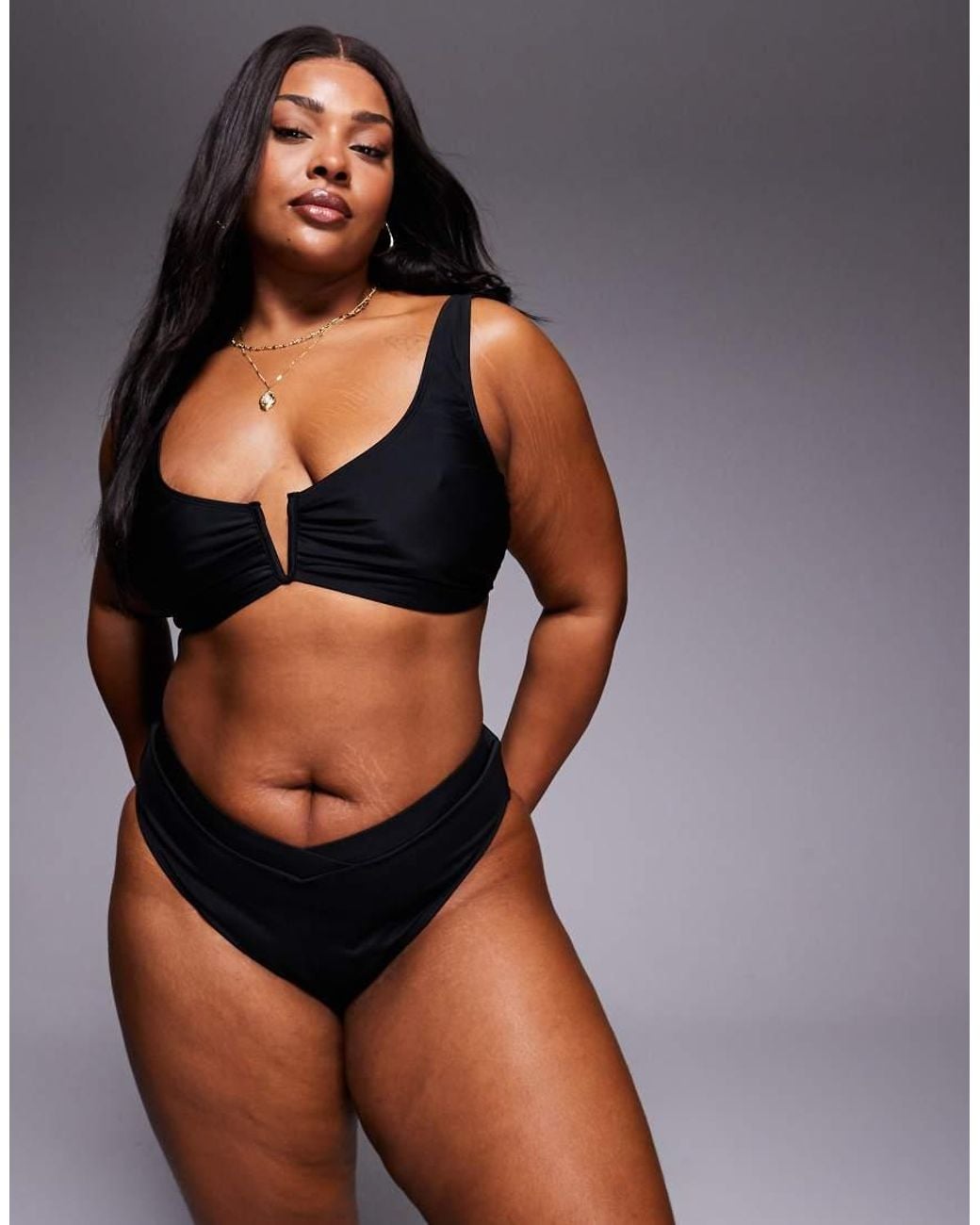 ASOS Black Asos Design Curve Maya Honolulu V-waist Bikini Bottom