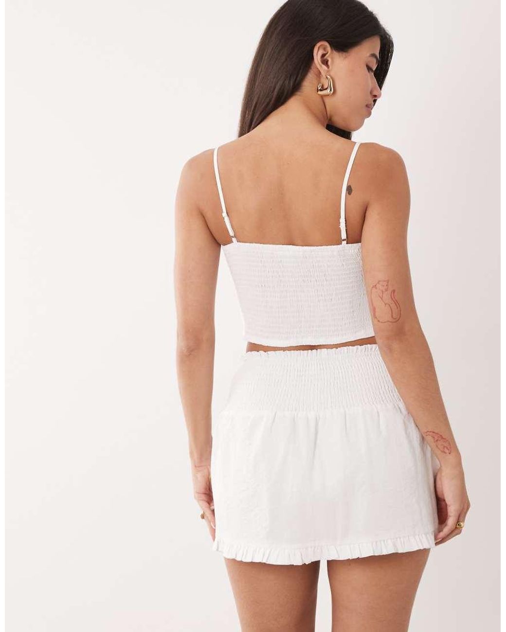 Aria Cove Pink Cotton Blend Shirred Detail Frill Hem Cami Top Co-Ord