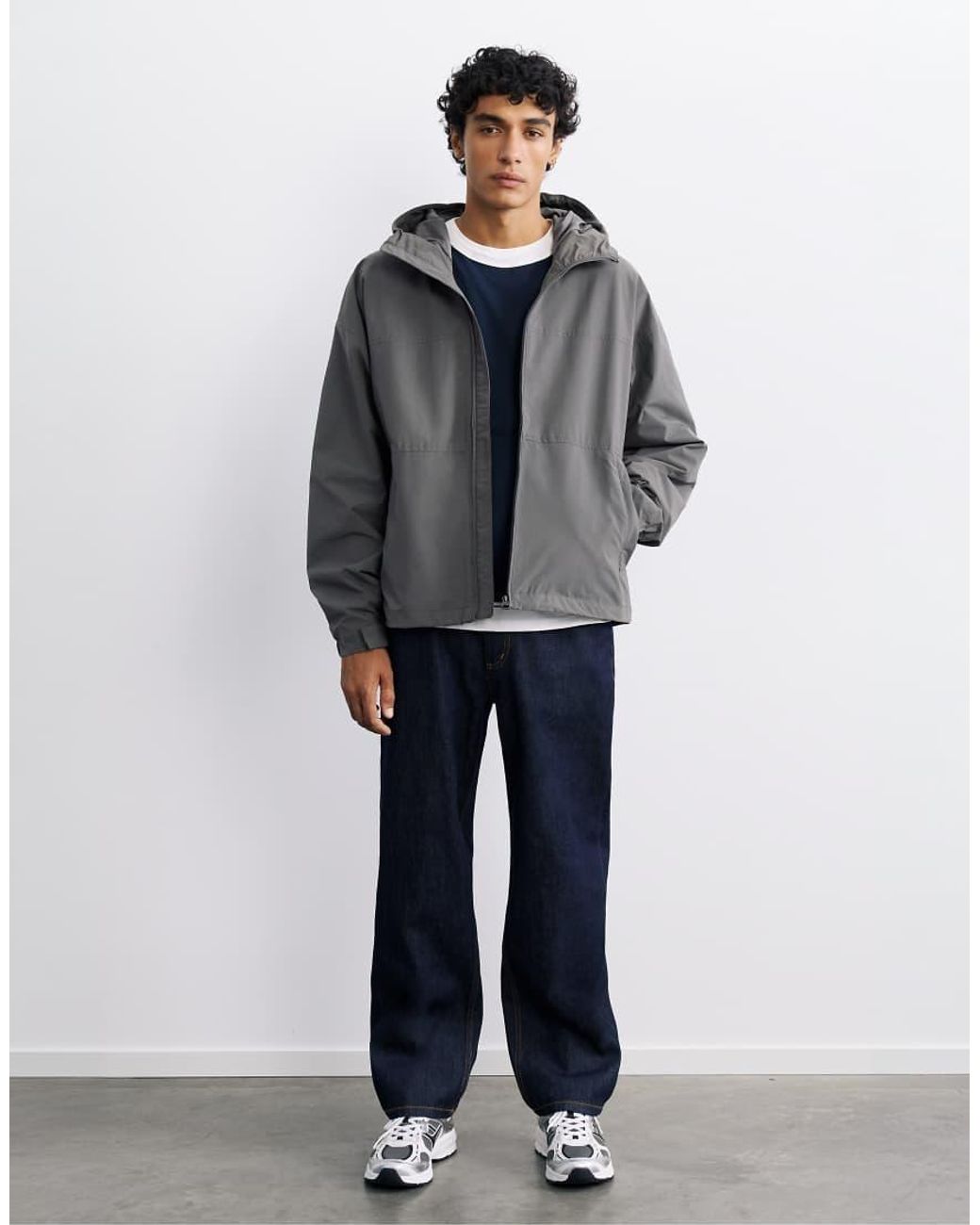 Pull&Bear Gray Lightweight Hooded Raincoat for men