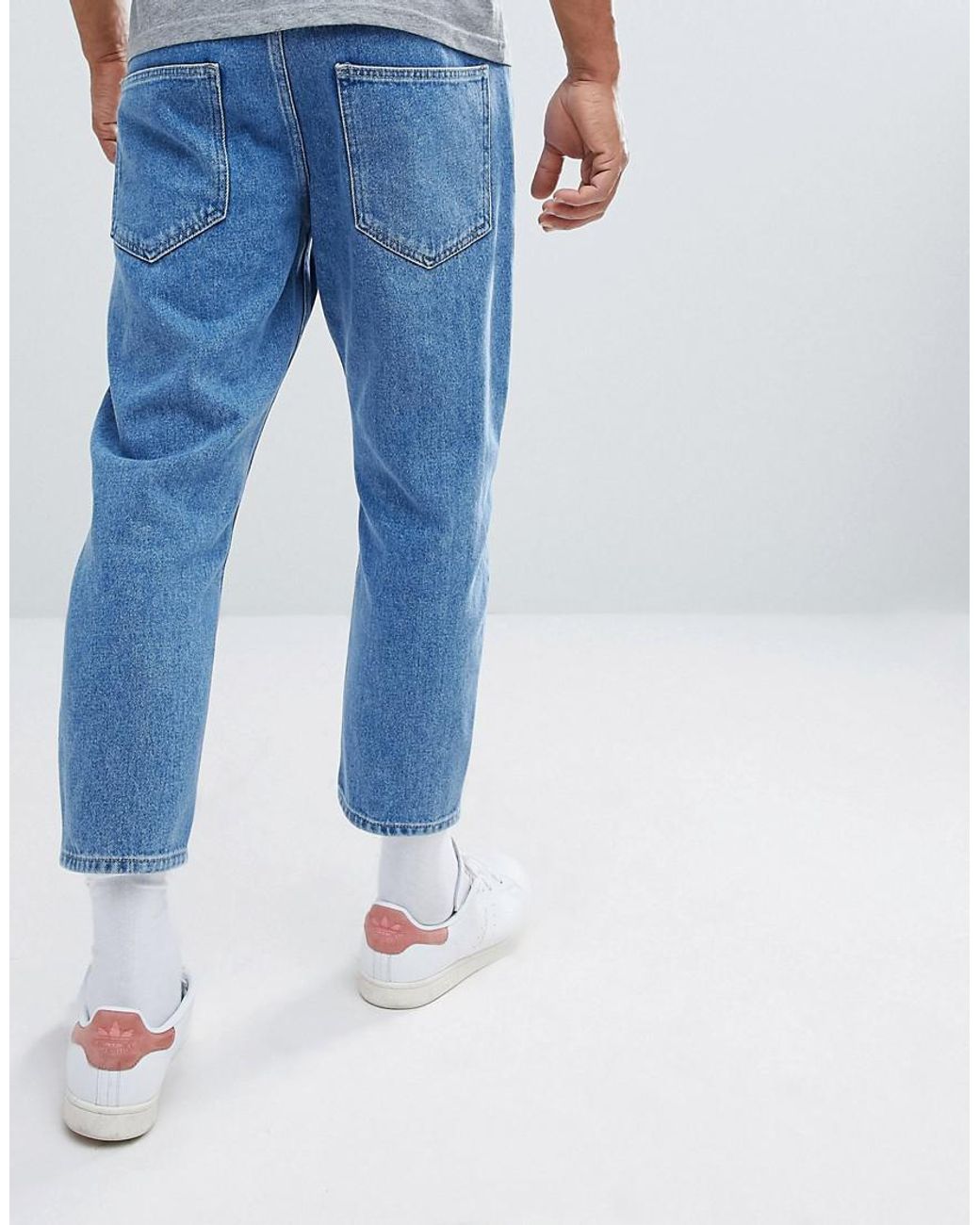 Only & Sons Cropped Balloon Fit Jeans in Blue for Men | Lyst