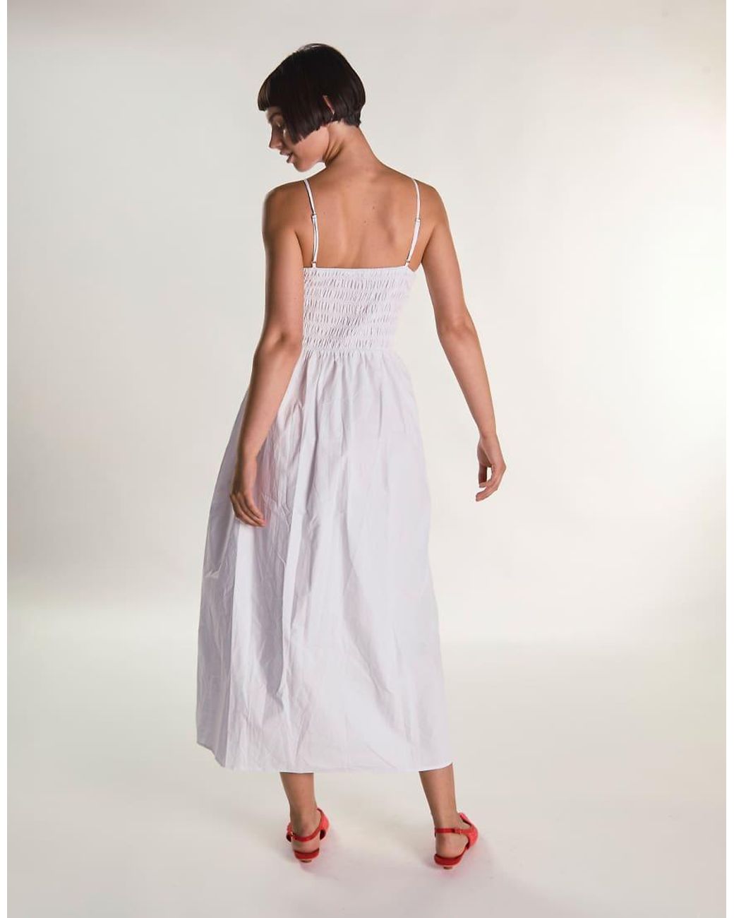 Glamorous White Shirring Body Maxi Dress