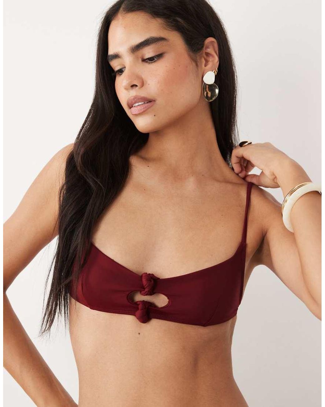 ASOS Red Martina Knot Crop Bikini Top