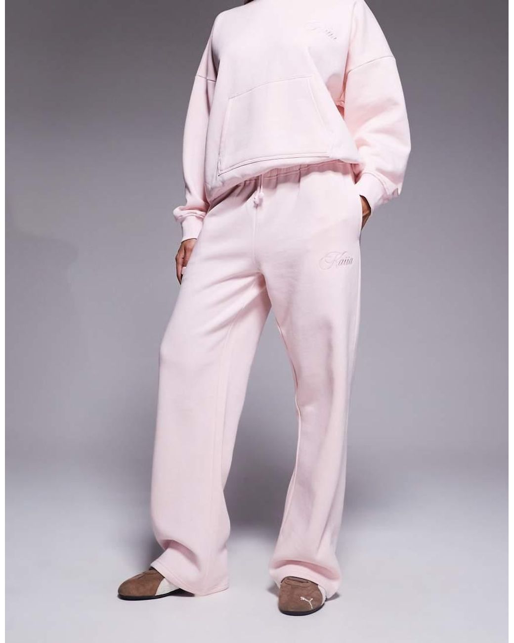 Kaiia Purple Cotton Rich Logo Wide Leg Joggers Co-Ord