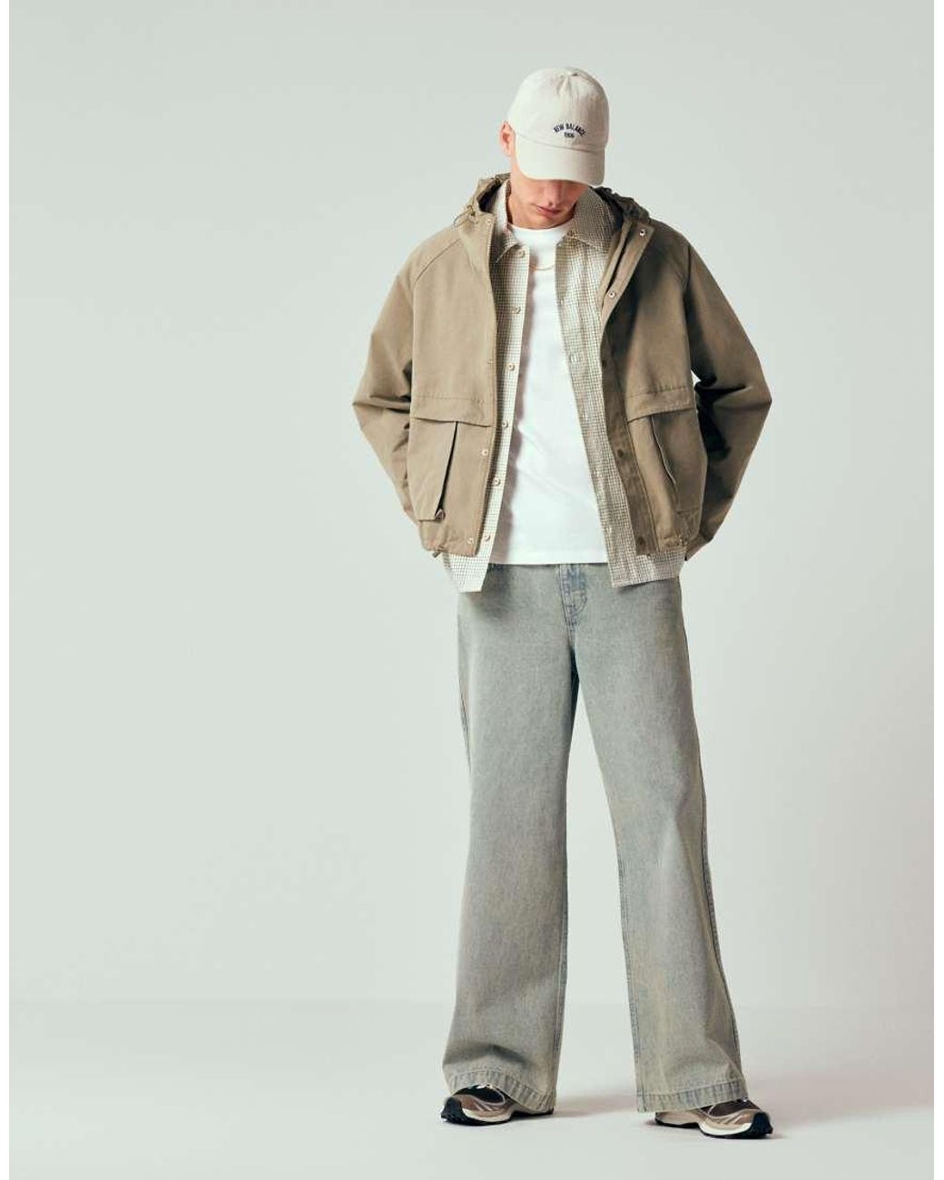 ASOS Recht Oversized Windjack in het Natural voor heren