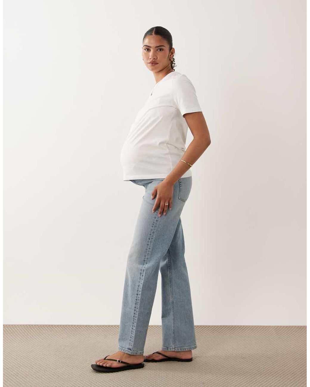 ASOS White Asos Design Maternity Comfort Stretch Straight Leg Jeans