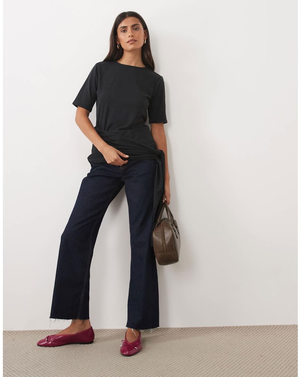 ASOS Supersoft Wrap Tie Top in Black | Lyst