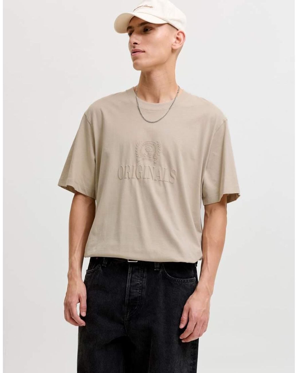 Jack & Jones Natural Frederiksberg Relaxed Fit Crew Neck Short Sleeve T-shirt for men