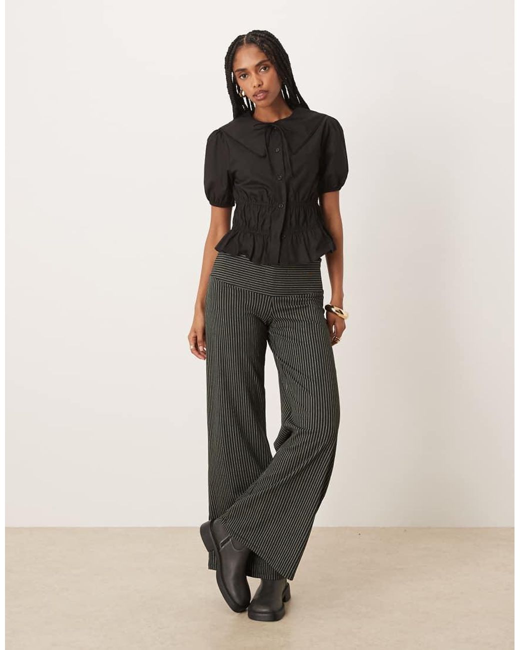 Glamorous Black Short Sleeve Ruched Blouse