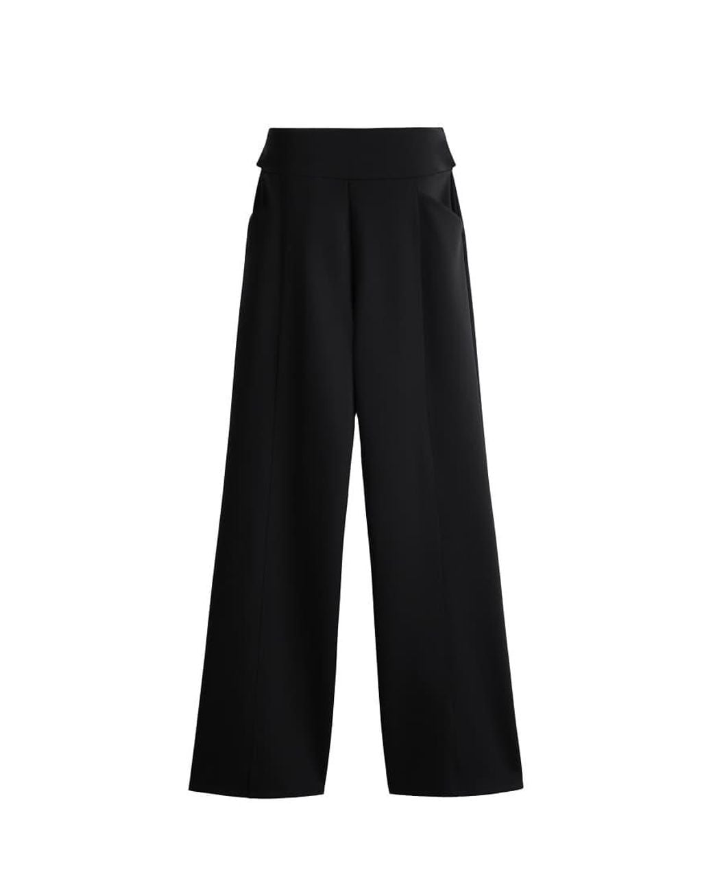 Oysho Black High Rise Wide-leg Neoprene-effect Trousers