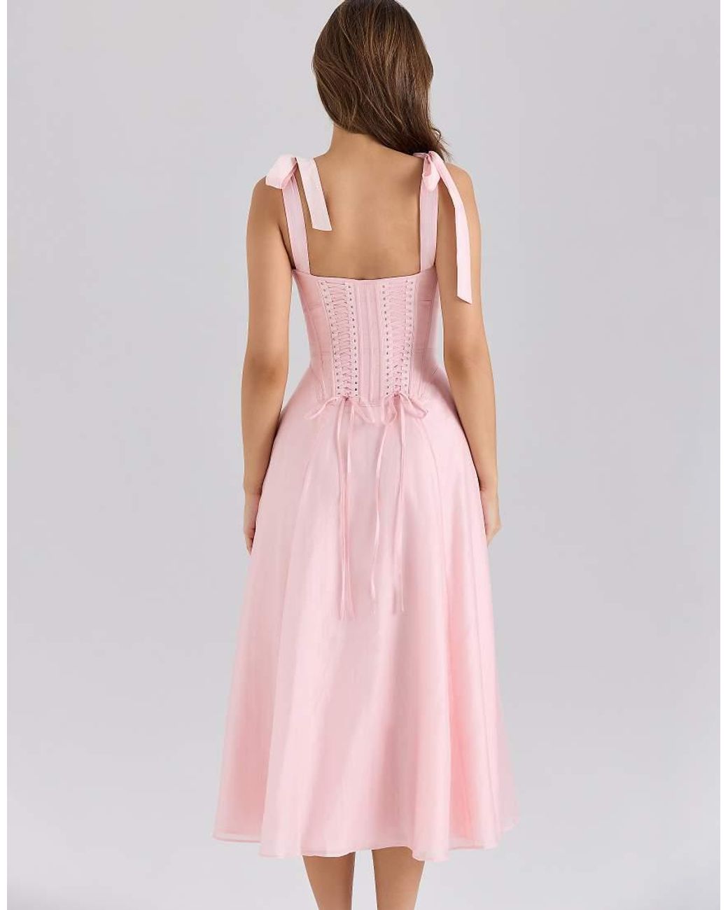 House Of Cb Pink Leia Chiffon Tie Strap Midi Dress