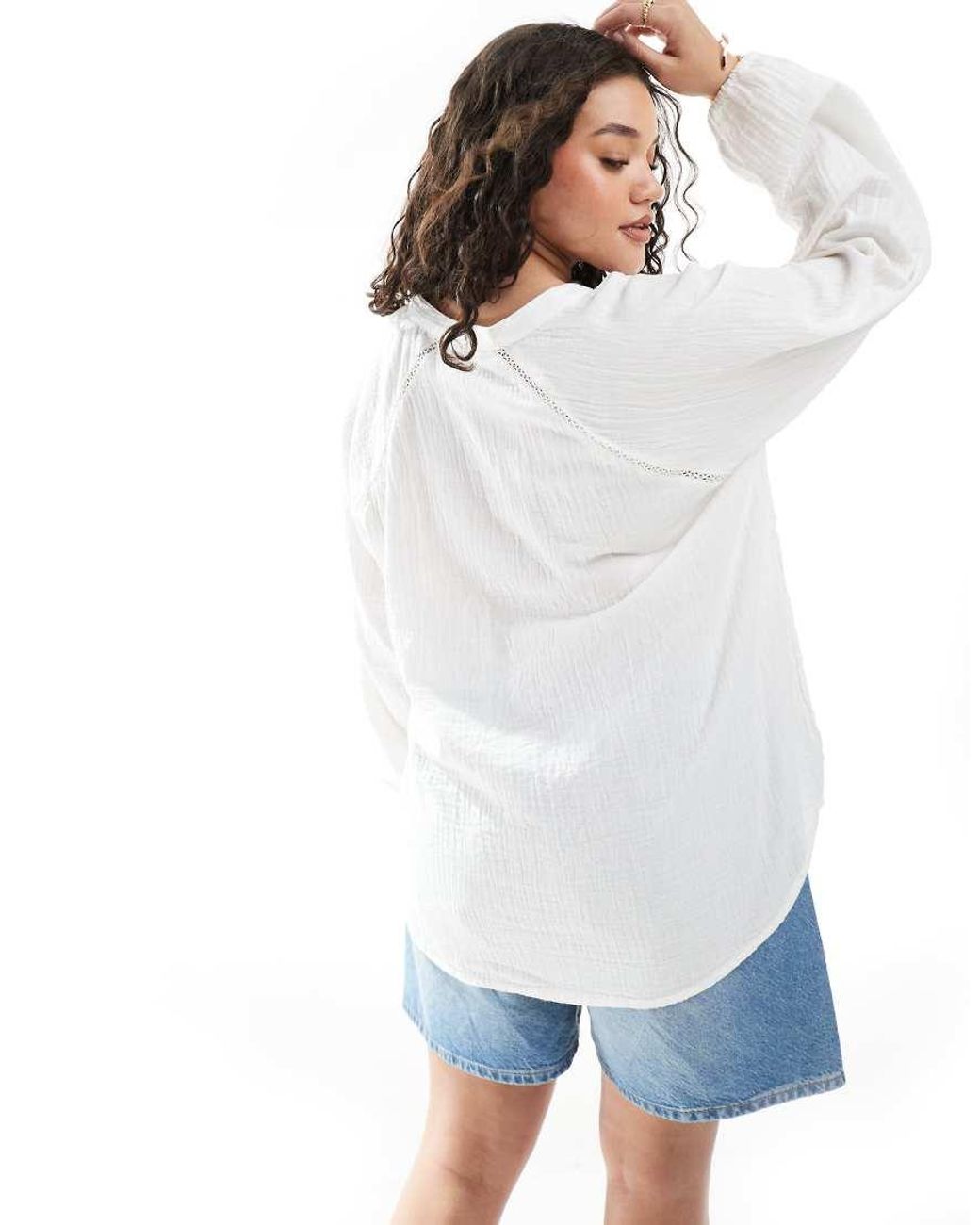 ONLY White Cheesecloth V Neck Blouse