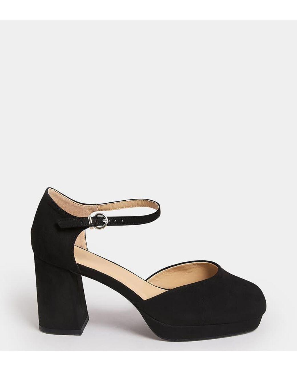 Yours Clothing Black Platform Court Shoes