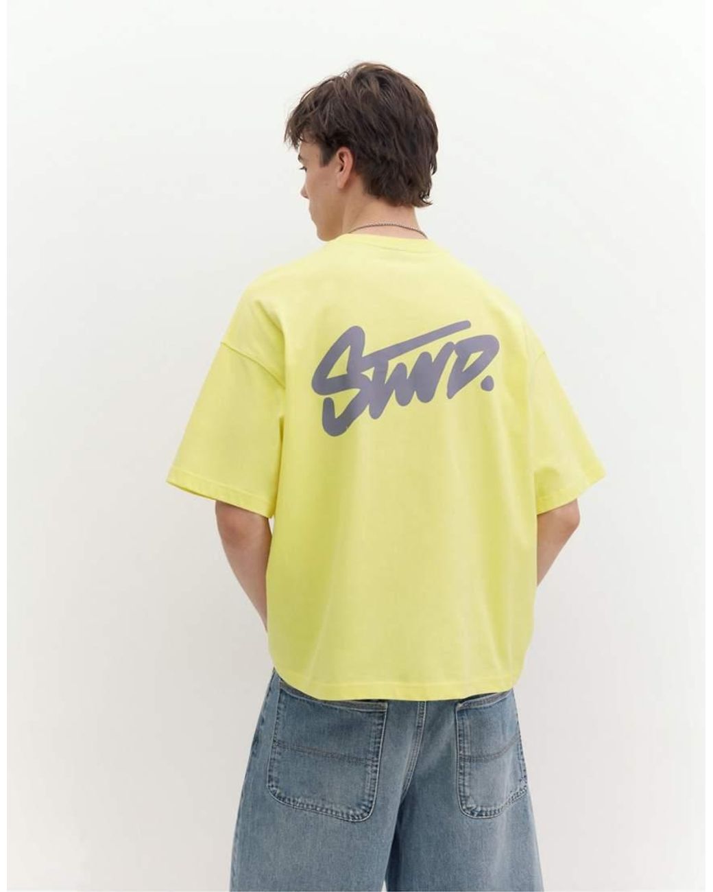 Pull&Bear Yellow Stwd Logo Boxy T-shirt for men