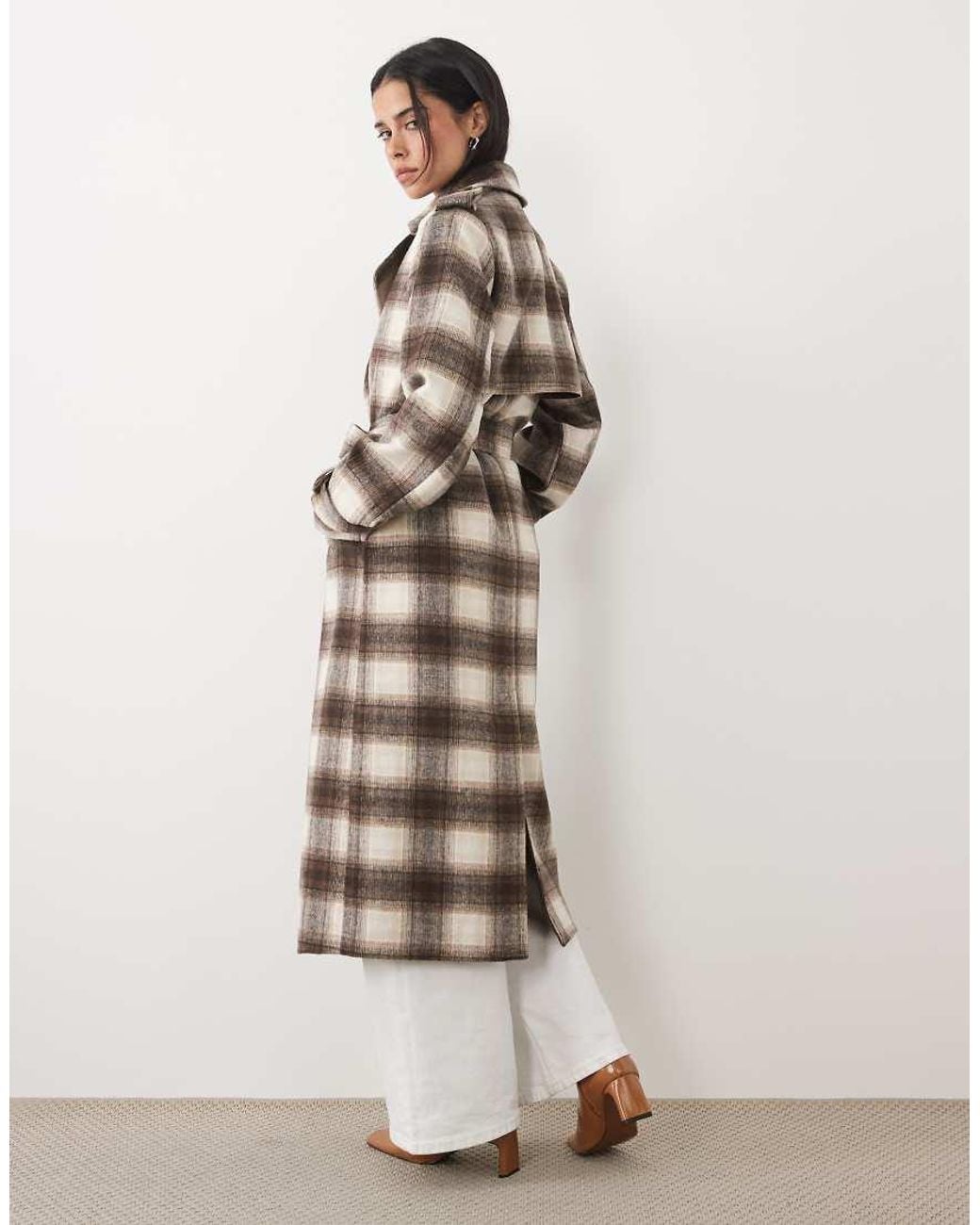 4th & Reckless Natural Exclusive Wool Look Longline Belted Trench Coat