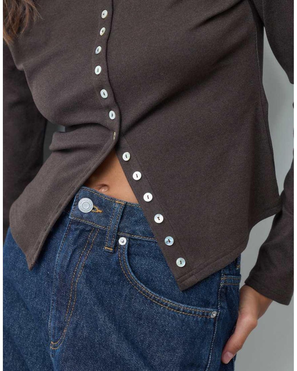 ASOS Brown Supersoft Button Down Top