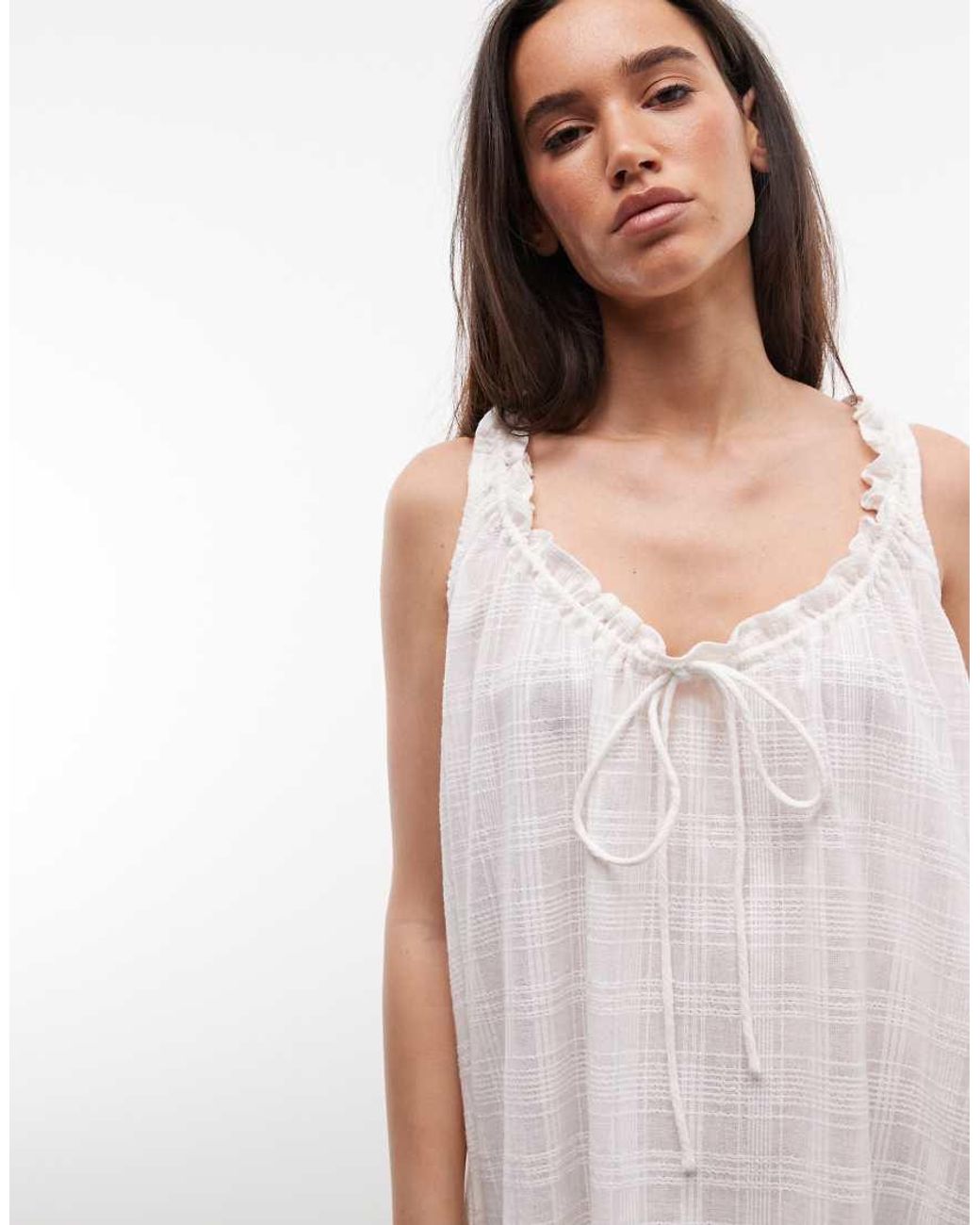 Collusion White Check Swing Beach Dress
