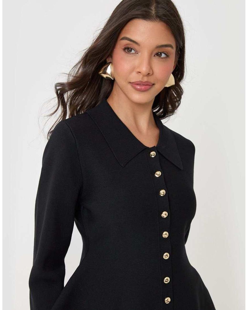 Threadbare Black Compact Knit Peplum Cardigan