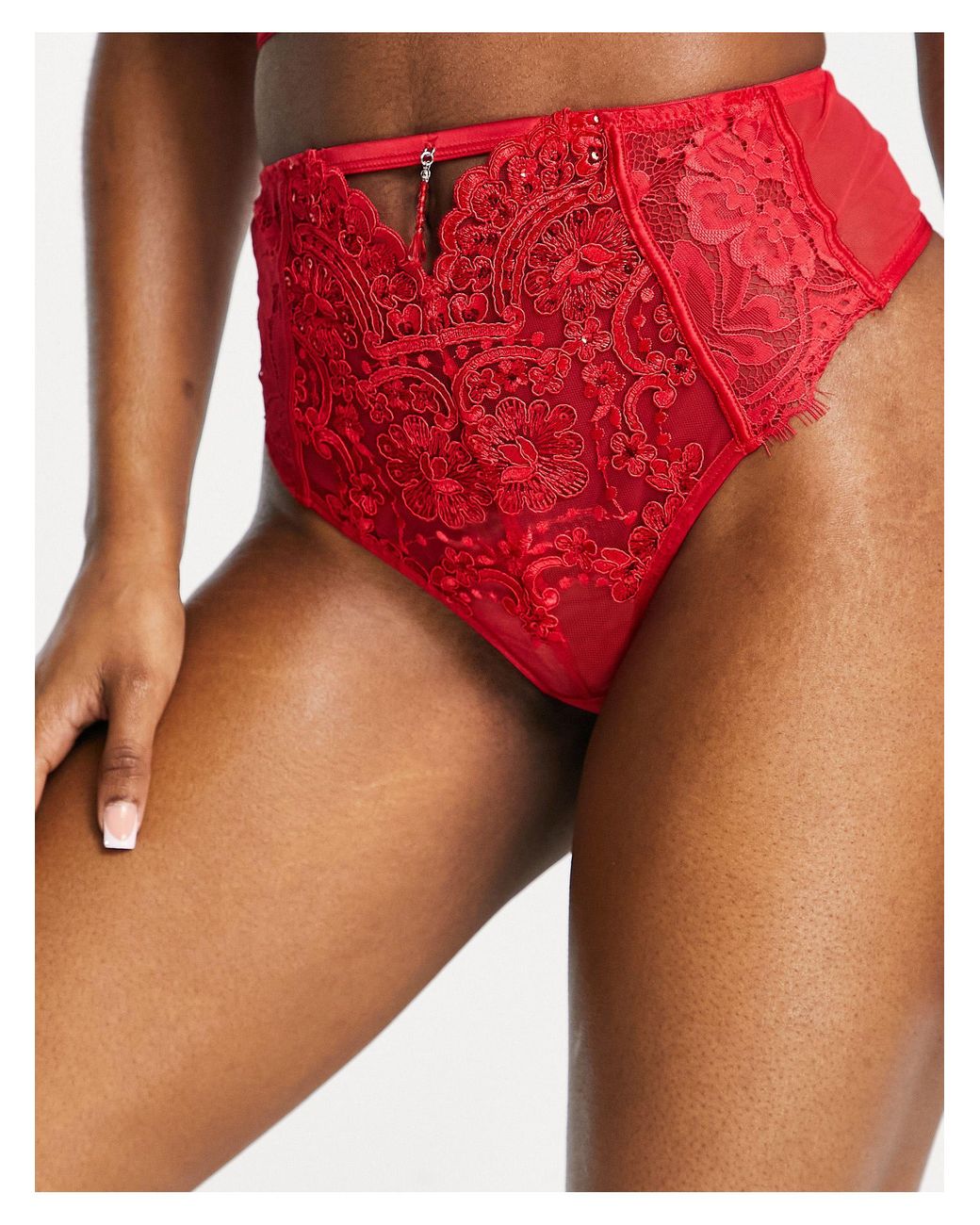 Ann Summers Fiercely Sexy Sequin And Lace Detail High Waisted Thong in