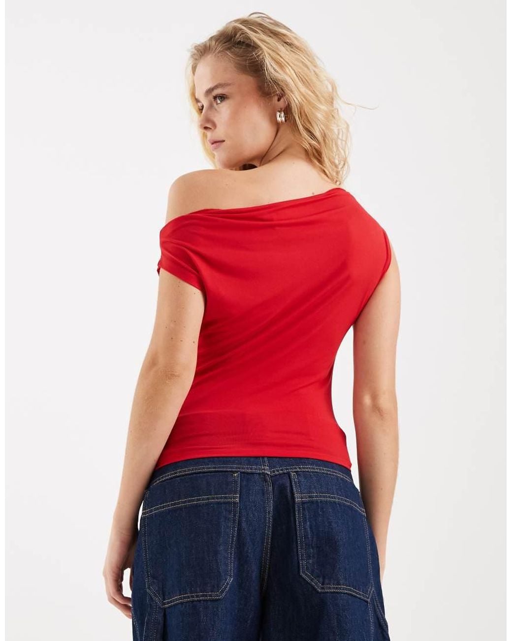 JJXX Red Laura Asymmetric Sleeveless Top