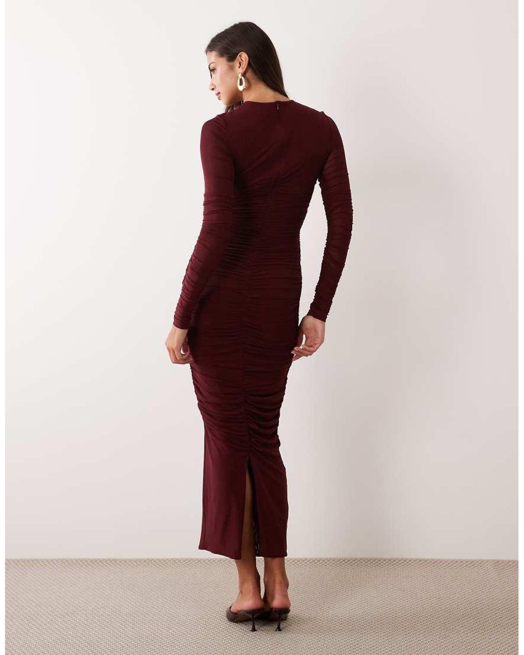 Ruched & Ready Purple Sculpted Cut Out Hardware Detail Bodycon Maxi Dress