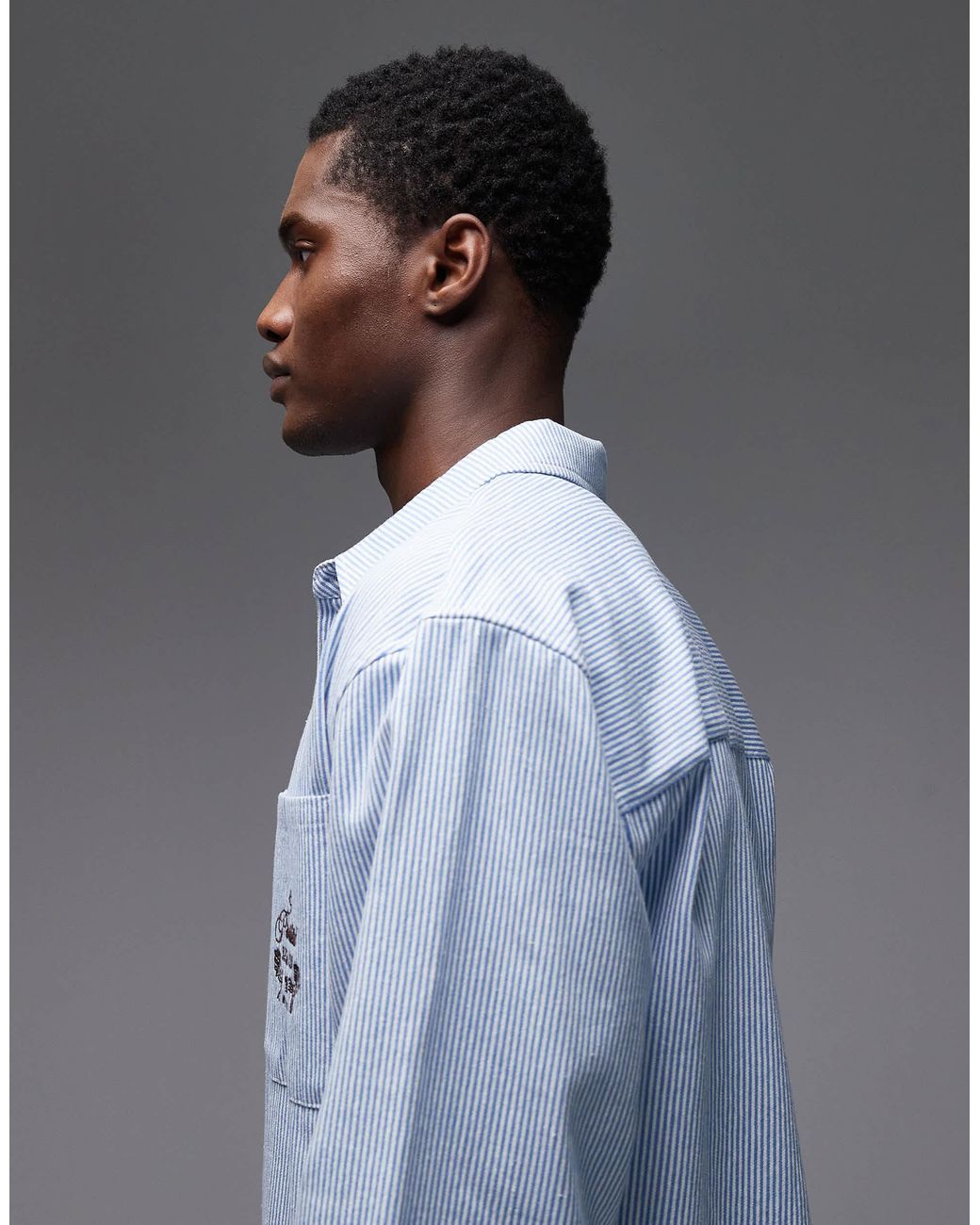 Chemise manches longues à logo sur la poche - rayures es Prohibited pour homme en coloris White