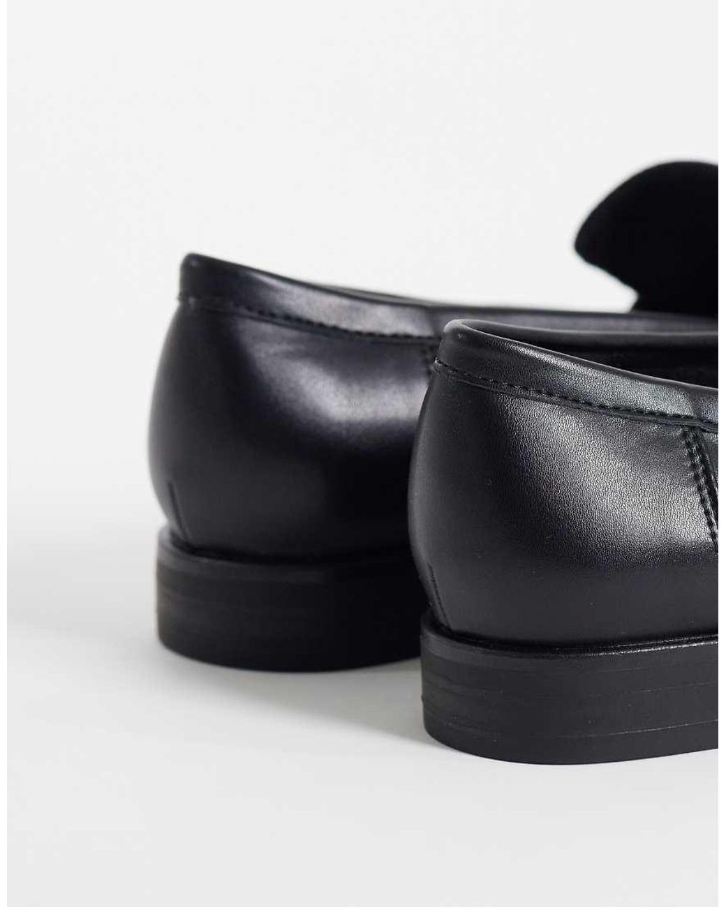 London Rebel Black Amber Tassel Penny Loafers