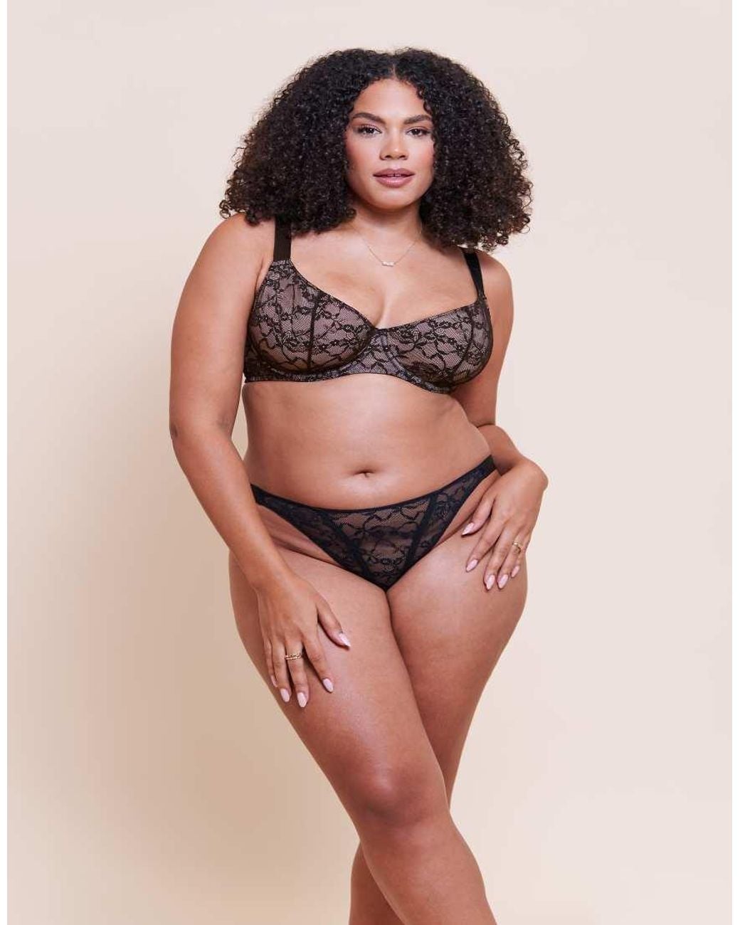 Curvy Kate Pink All Night Lace Tanga