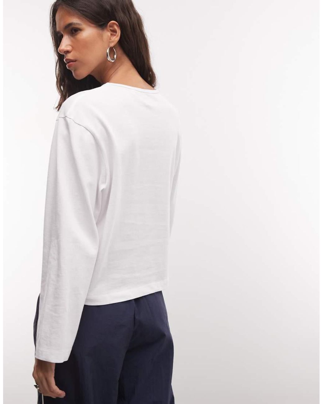 Collusion White Boxy Long Sleeve T-shirt