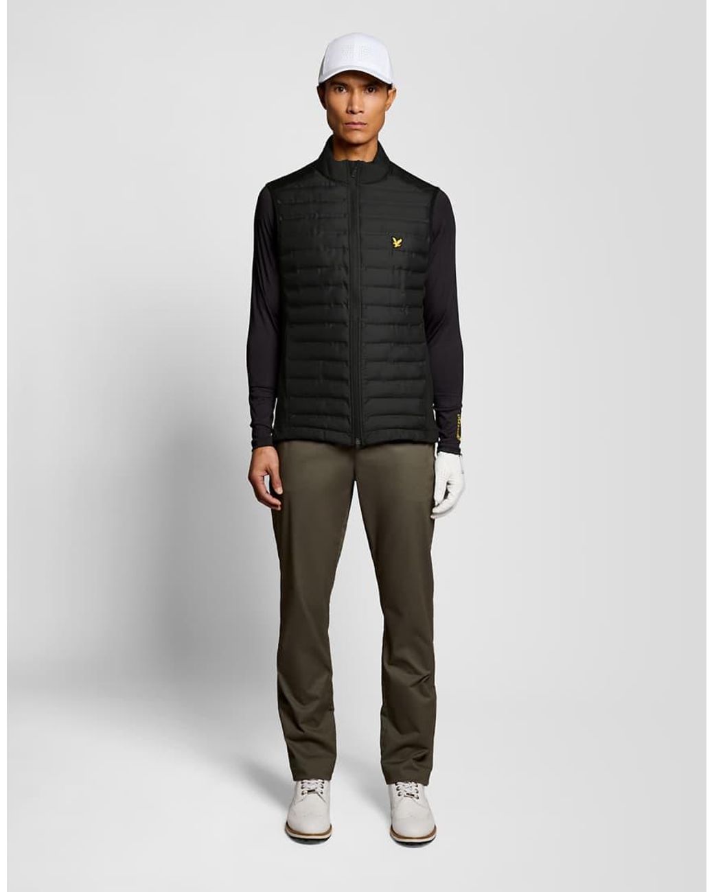 Lyle & Scott Black Hybrid Quilted Gilet for men