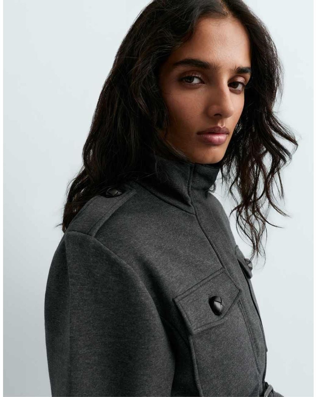 Oysho Black Short Cotton Piqué Jacket With Belt