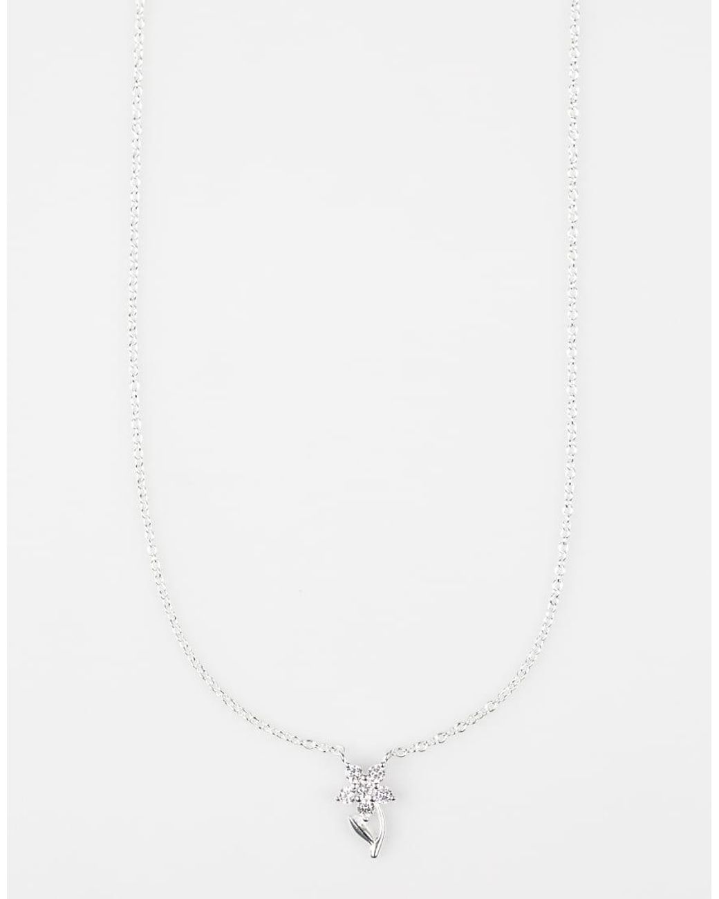 Lovisa White Sterling Cubic Zirconia Stem Necklace