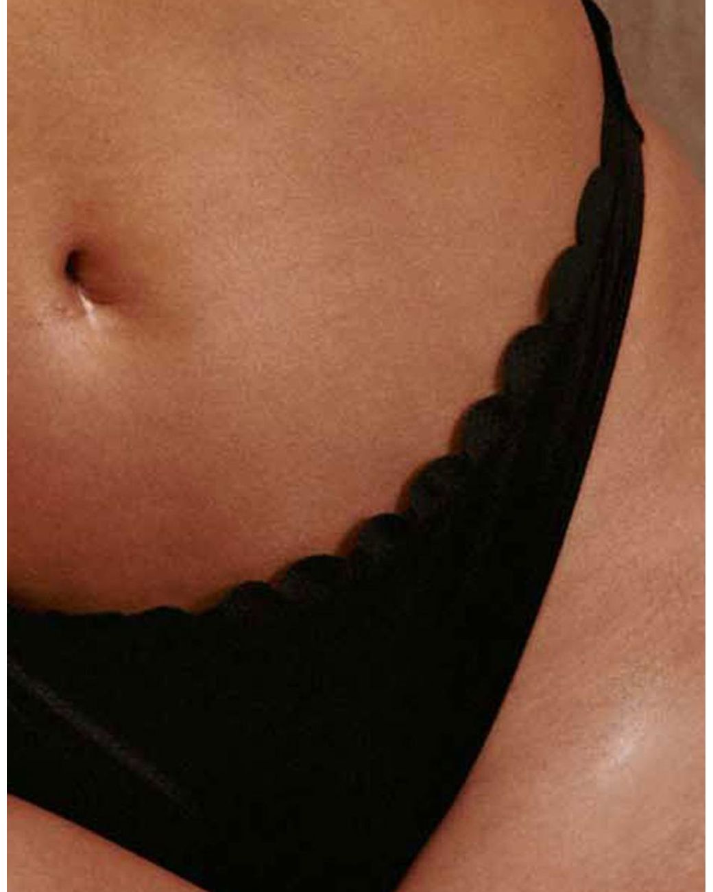 Peek & Beau Black Exclusive Mix And Match Scallop High Leg Bikini Bottom