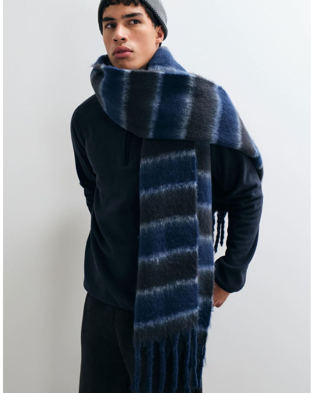 Écharpe brossée à rayures e ASOS pour homme en coloris Blue