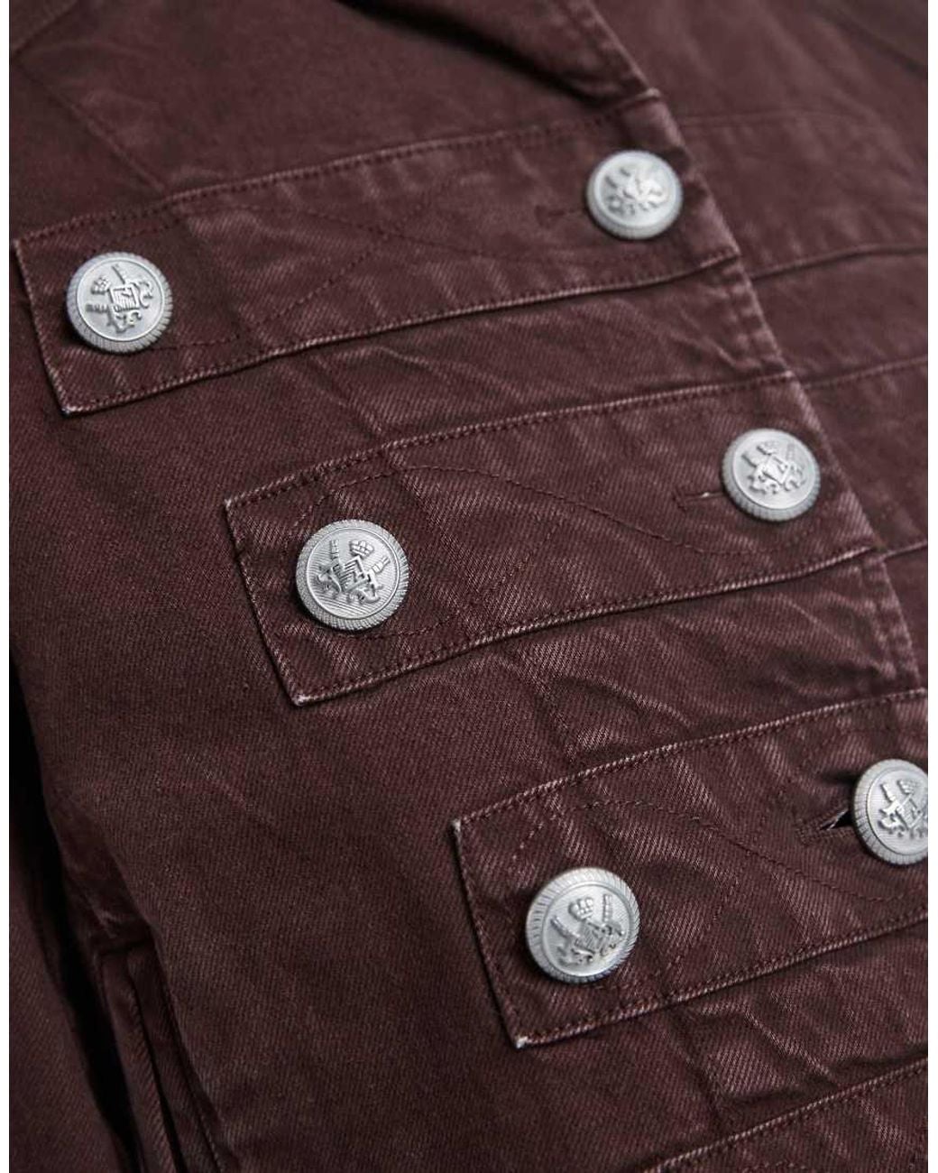 Free People Brown Ryland Military Band Jacket