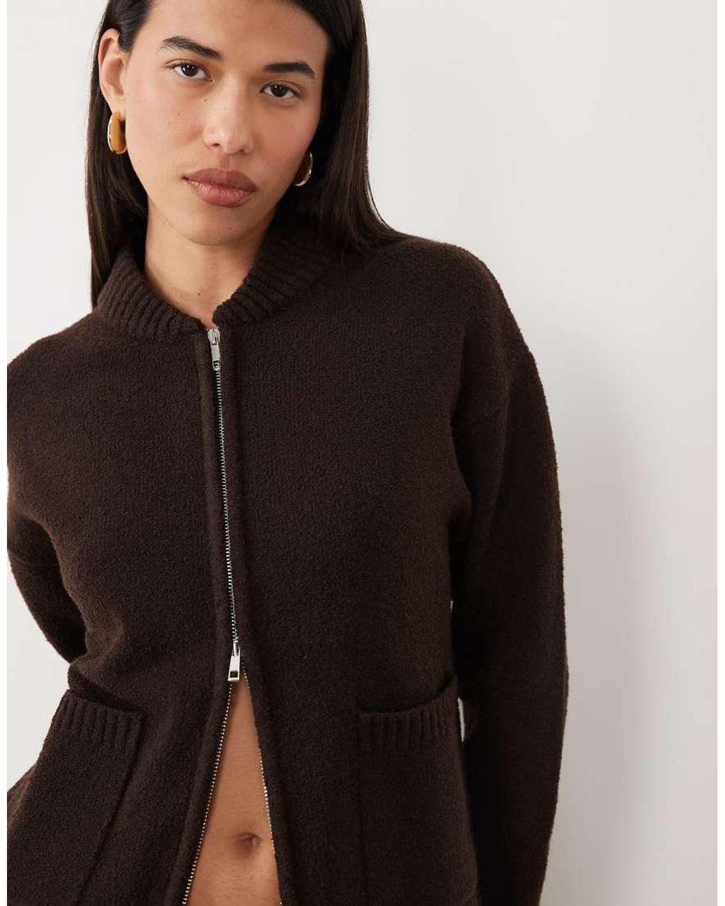 Pretty Lavish Black Knit Zip Down Bomber Jacket
