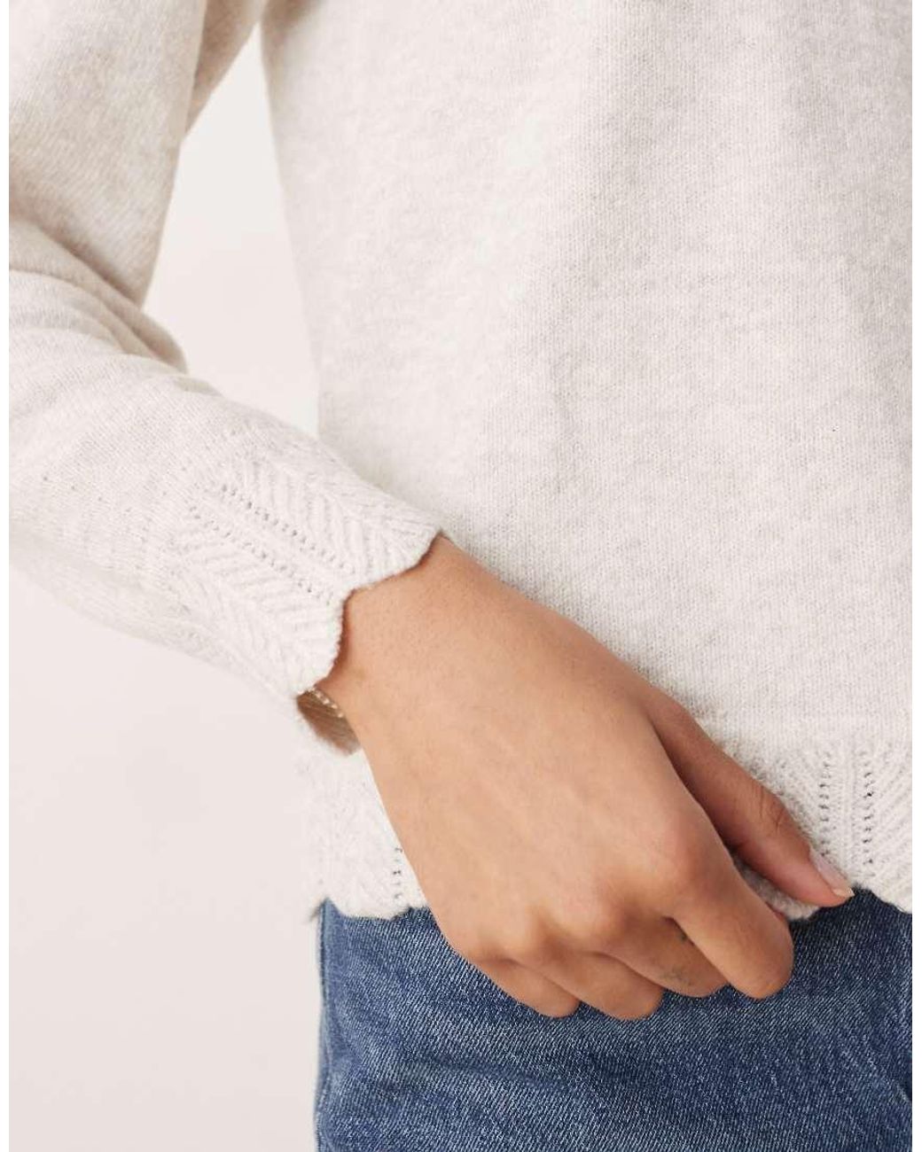 Vila Natural Scallop Trim Knitted Jumper
