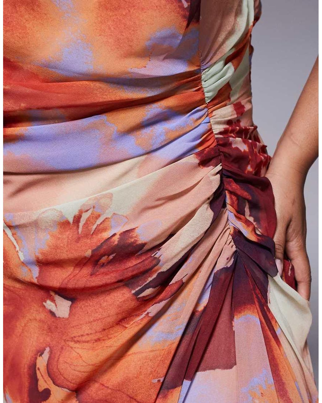 ASOS Asos Design Curve Gathered Waist Ruffle Maxi Dress With Open Back