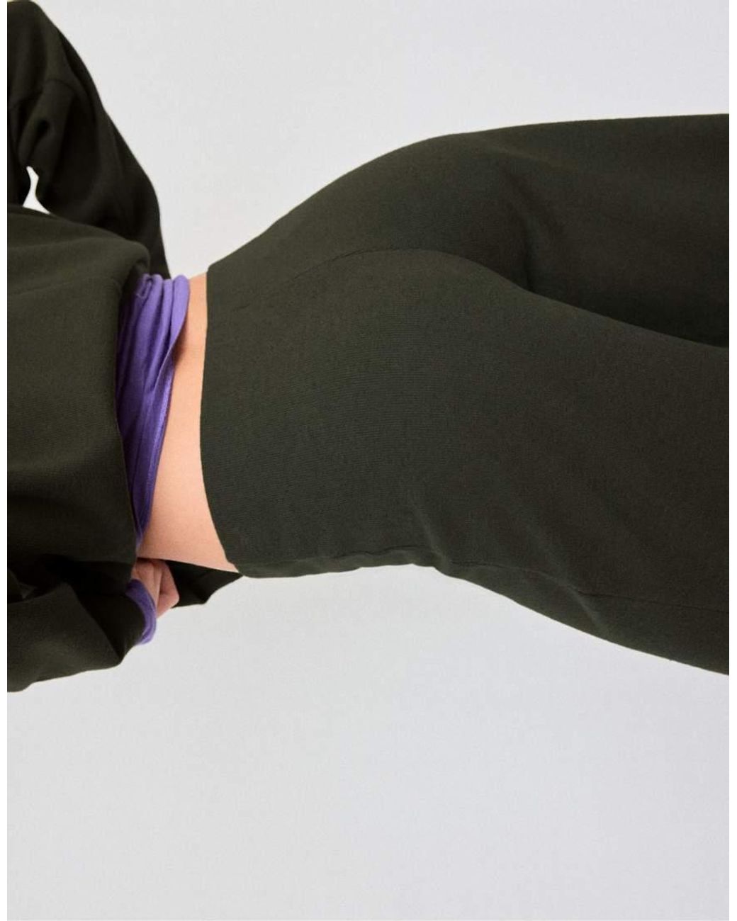 Stradivarius Green Tall Knit Trousers With Seam Detail