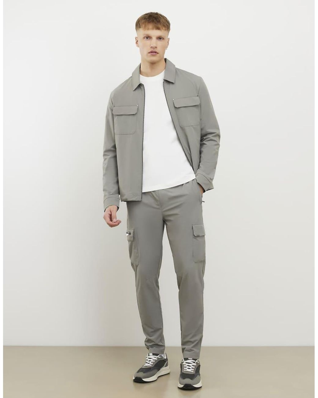 River Island Gray Muscle Fit Shacket for men