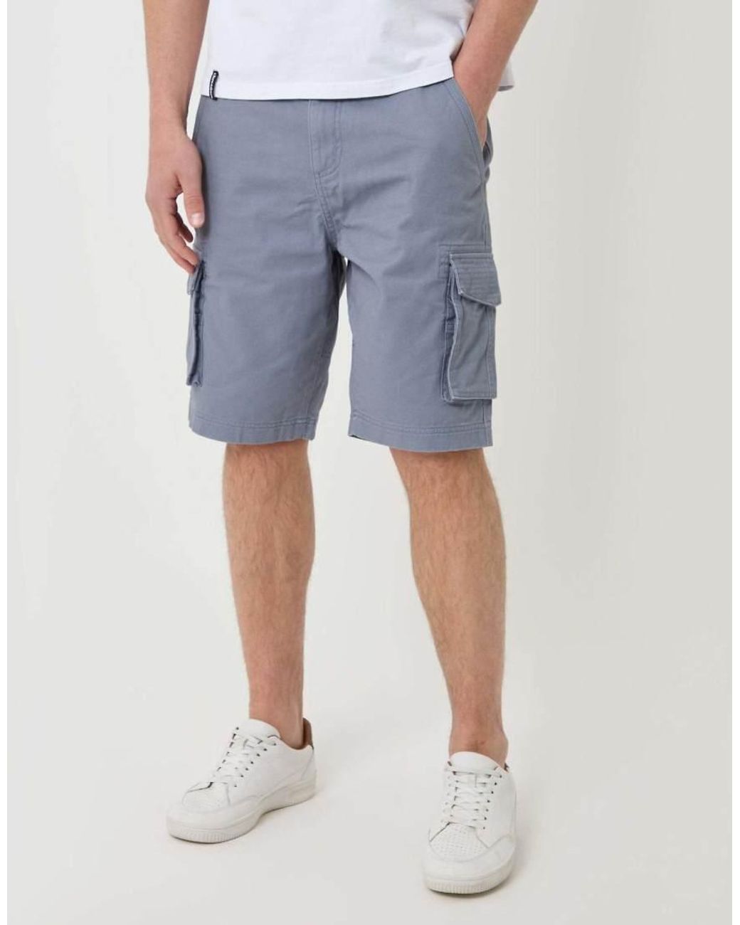 Threadbare Blue Cotton 'Bute' Cargo Shorts for men