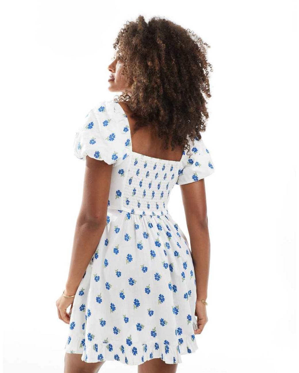 New Look White Ditsy Floral Wrap Mini Dress