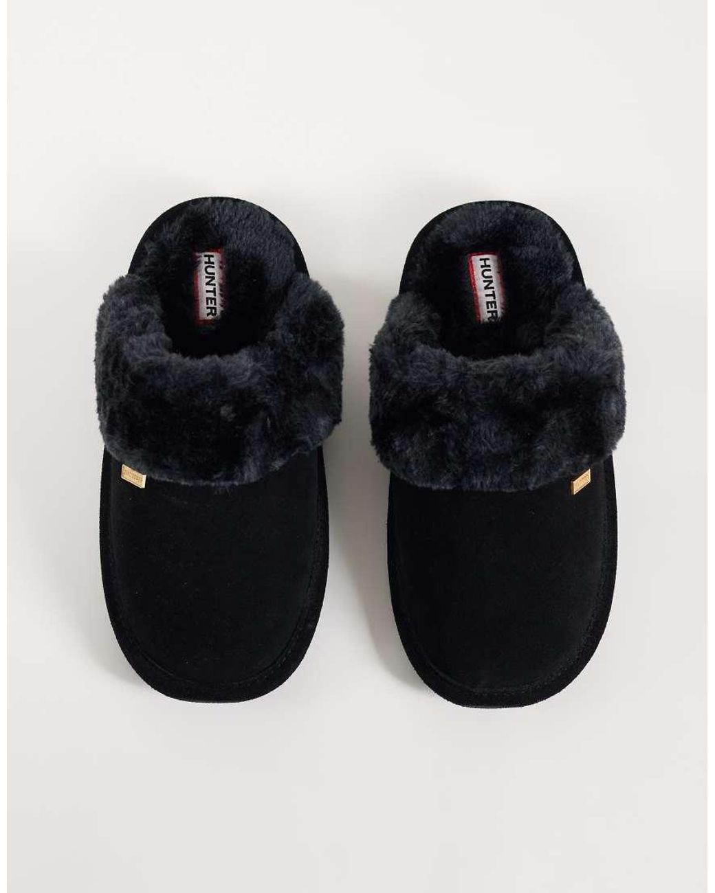 Hunter Black Lined Mule Slippers