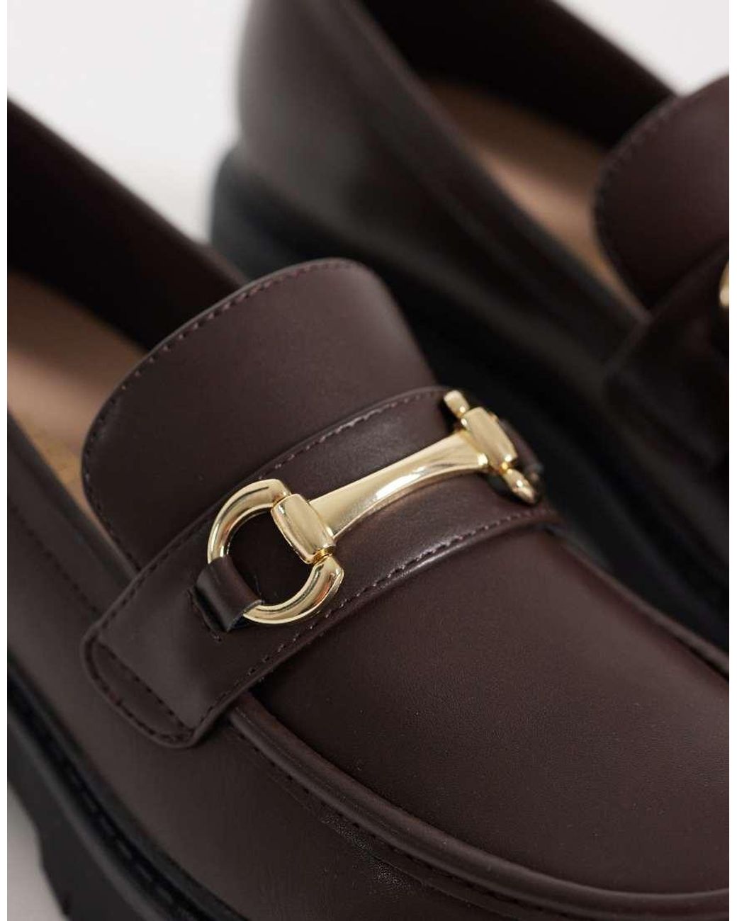 London Rebel Black peggy Metal Trim Chunky Loafers