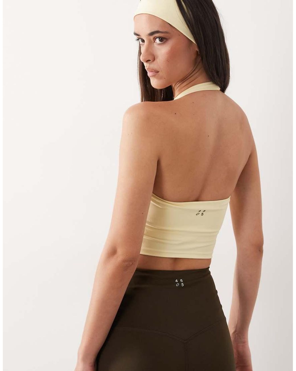 4505 Brown Active Halter Neck Performance Vest With Inner Bra