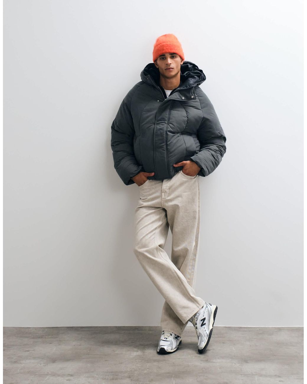 Doudoune oversize anthracite ASOS pour homme en coloris White
