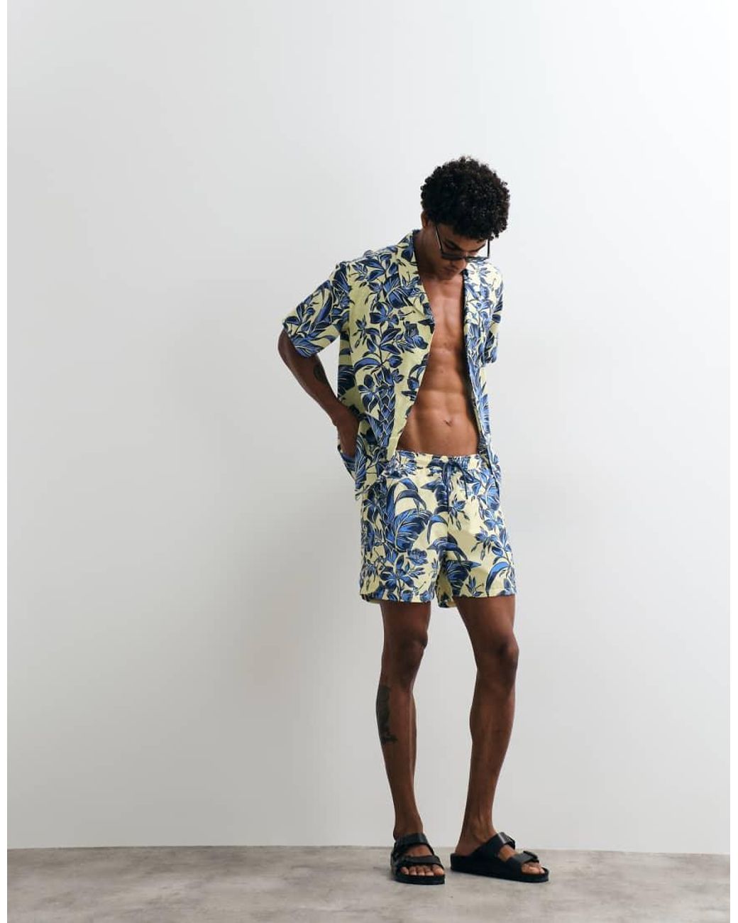 Tommy Hilfiger Blue Resort Bowling Tropical Printed Revere Collar Shirt Co-Ord for men