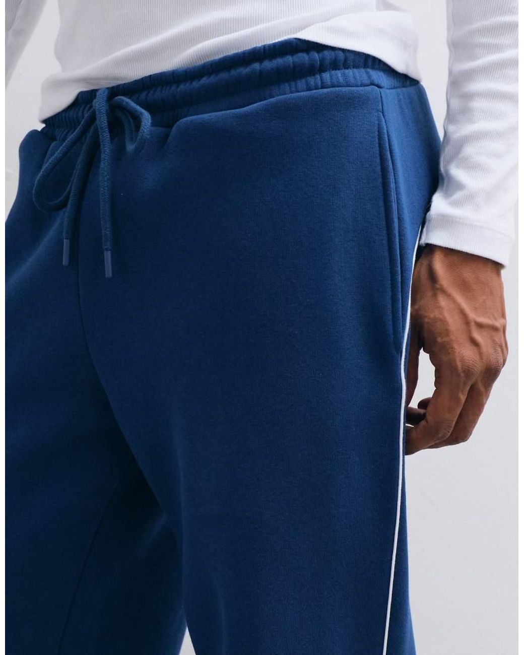 ASOS Blue Straight Leg jogger With Piping for men