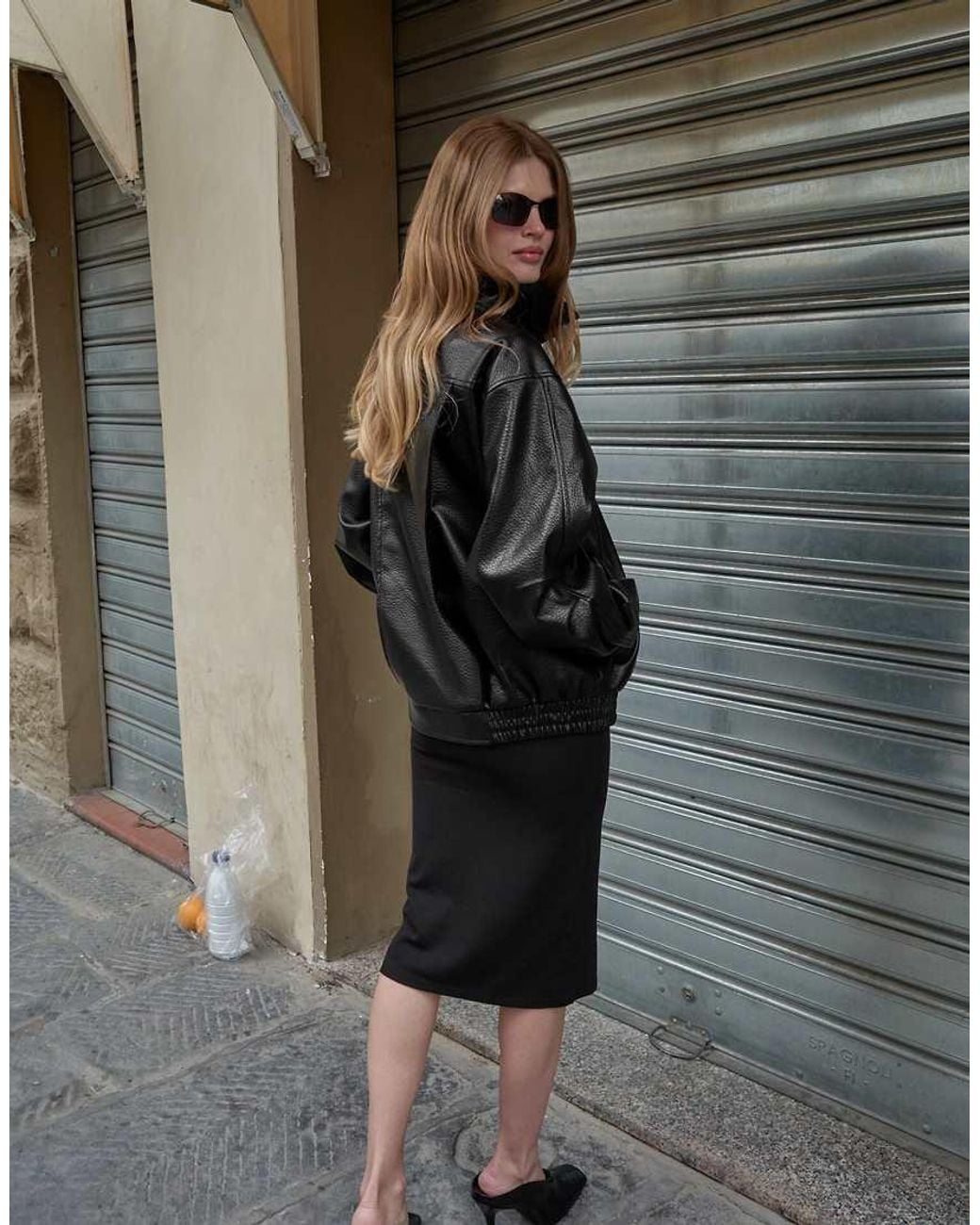 NA-KD Black High Neck Faux Leather Jacket