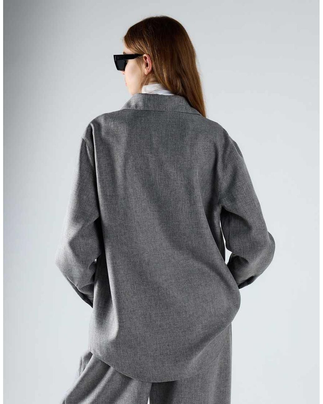 Glamorous Gray Oversized Long Sleeves Shirt