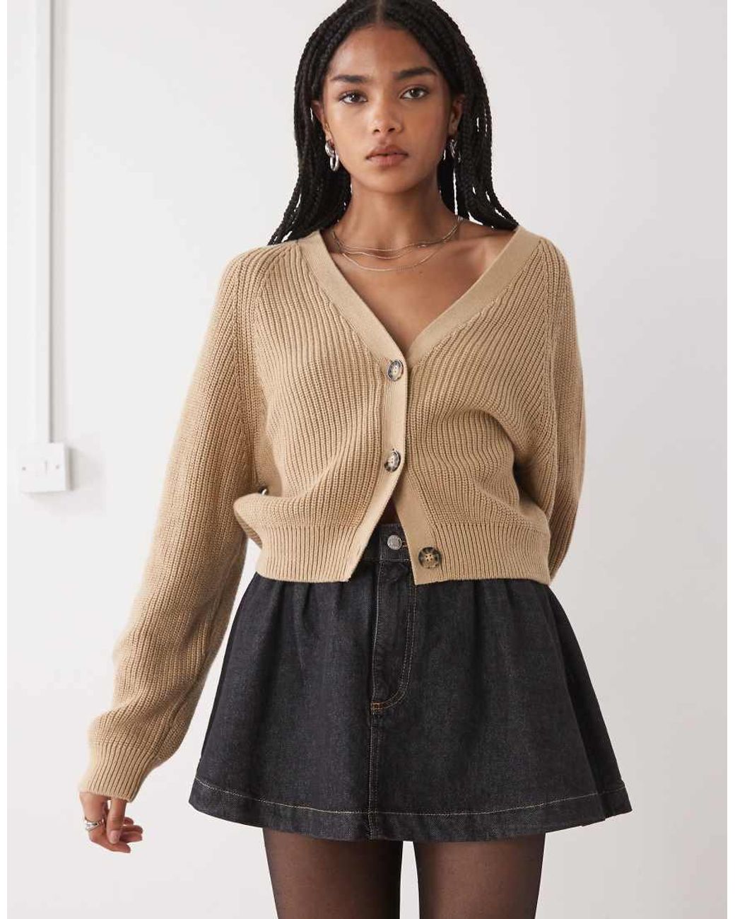 Monki Natural Knitted Cardigan